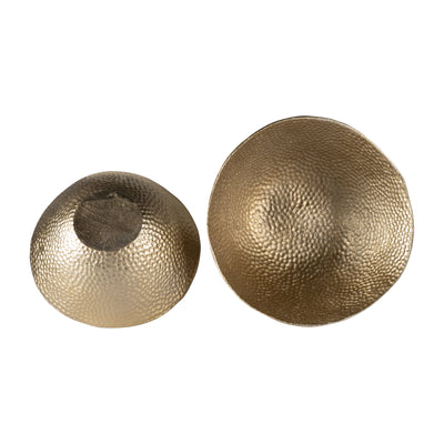 METAL,S/2 11/13", ROUND HAMMERED BOWLS,CHAMPAGNE