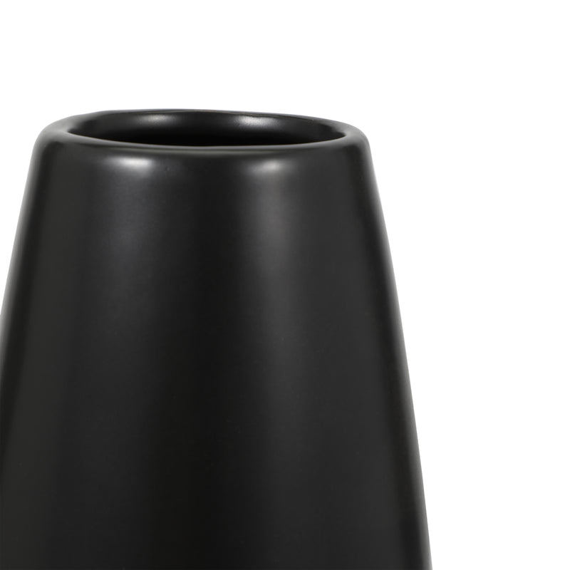 CER, 13"H 2-TONE VASE, CREME/BLK