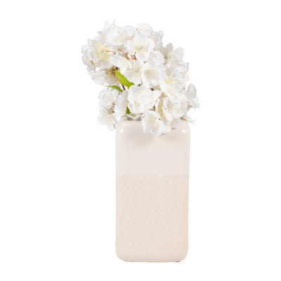 CER, 10" SQUARED GROOVED VASE, IVORY