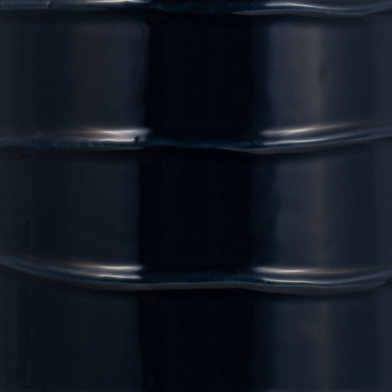 CER, 20"H TRIBAL VASE, NAVY BLUE