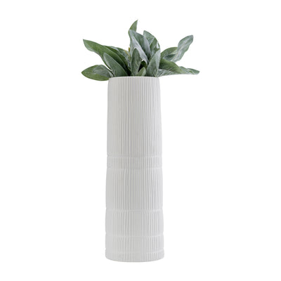 CER, 18"H LINED CYLINDER VASE, WHITE