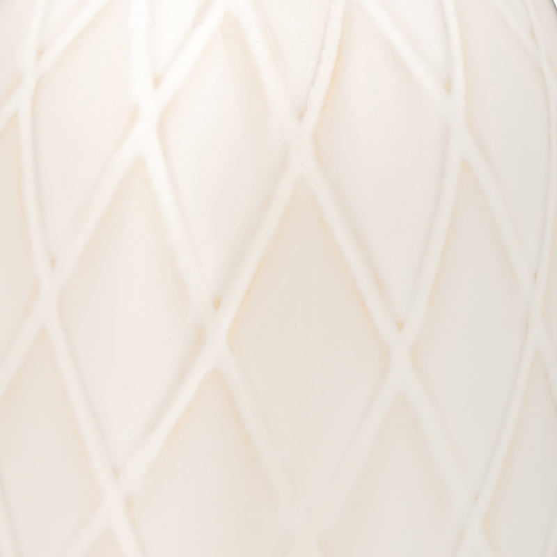 CER, 16" PLAID TEXTURED VASE, BEIGE