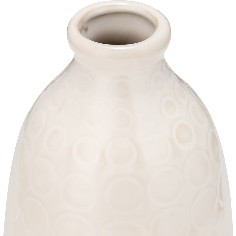 CER, 9" CIRCLES VASE, BEIGE