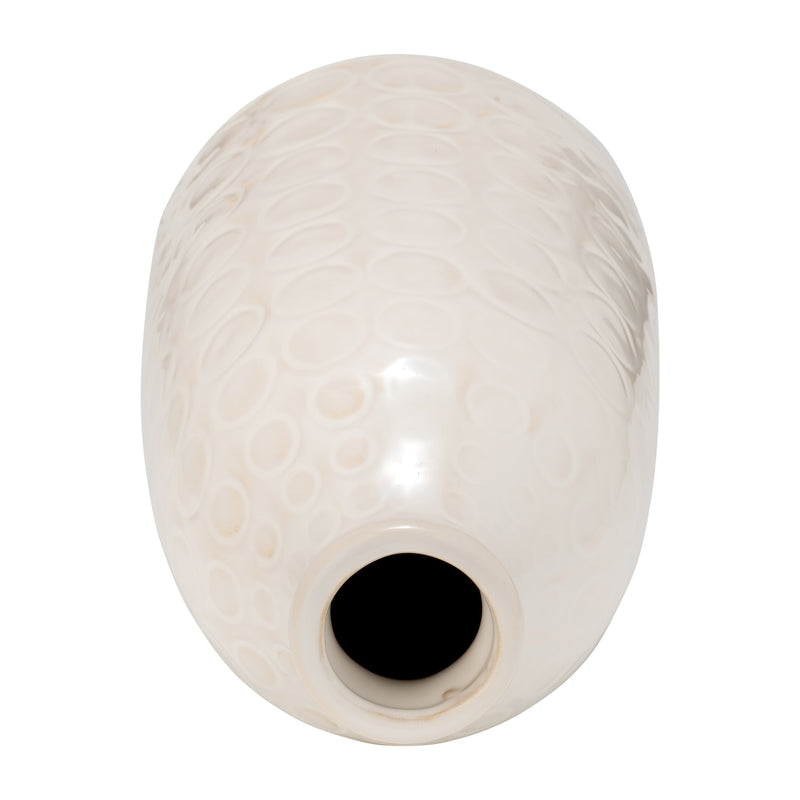 CER, 9" CIRCLES VASE, BEIGE