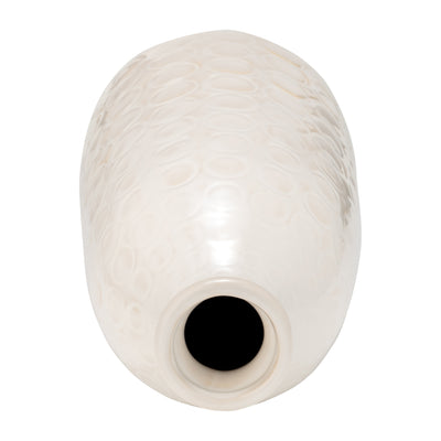 CER, 12" CIRCLES VASE, BEIGE