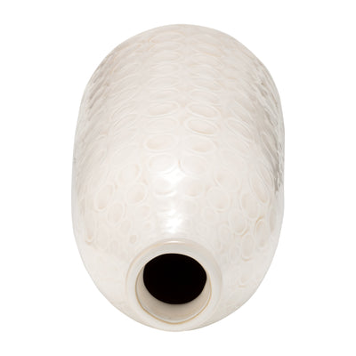 CER, 16" CIRCLES VASE, BEIGE