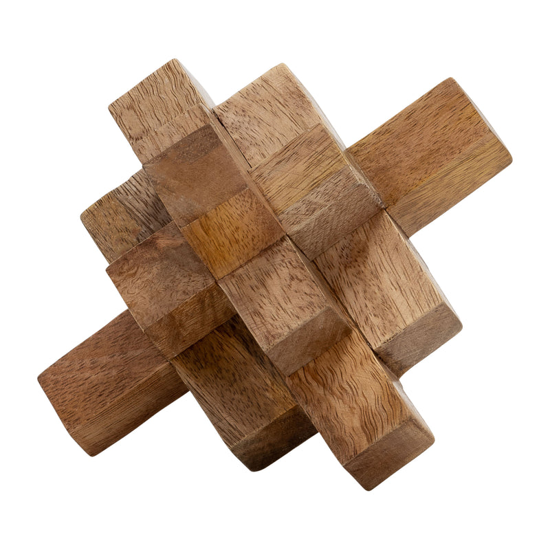 WOOD, 5"  GEOMETRIC ORB, NATURAL