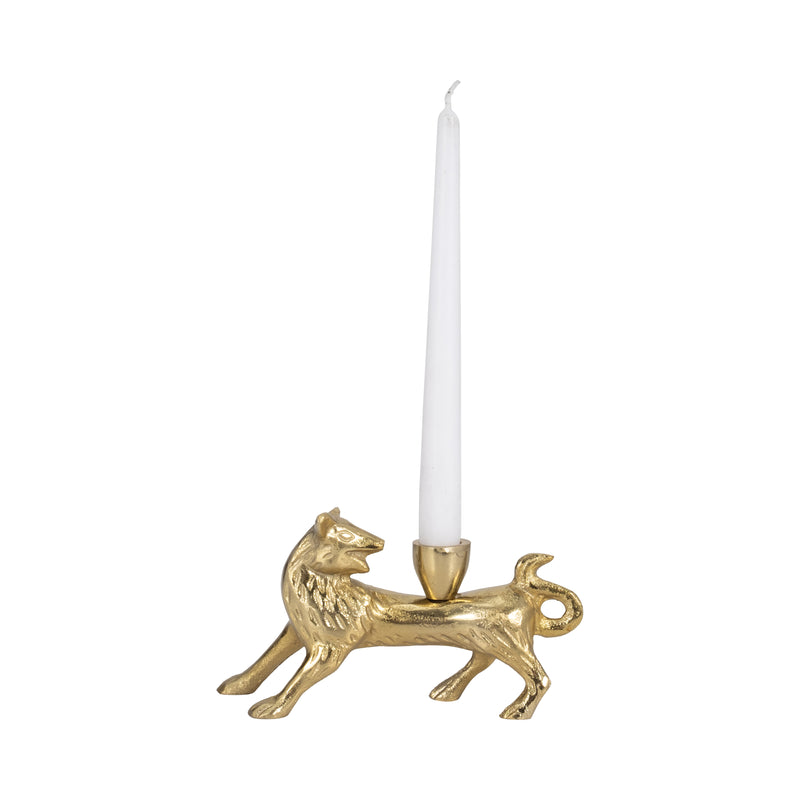 8" Fox Taper Candle Holder, Gold