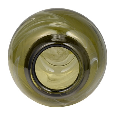 GLASS, 7" BOWL GREEN SWIRL