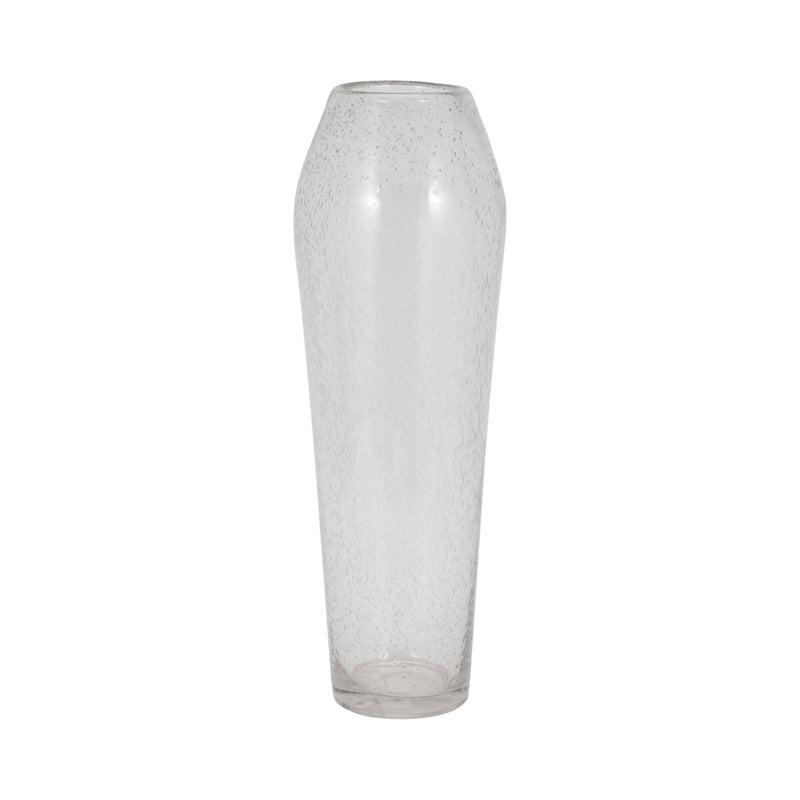 GLASS, 23" FLOOR VASE BUBBLE CLEAR