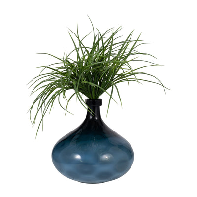 GLASS, 13" DIMPLE VASE BLUE