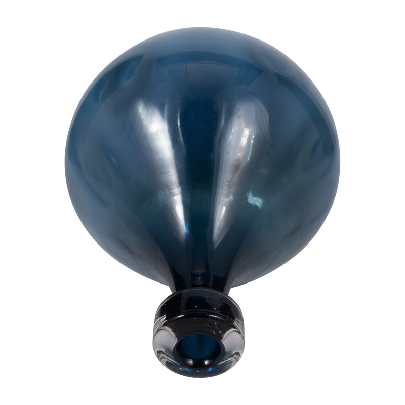 GLASS, 11" DIMPLE VASE BLUE