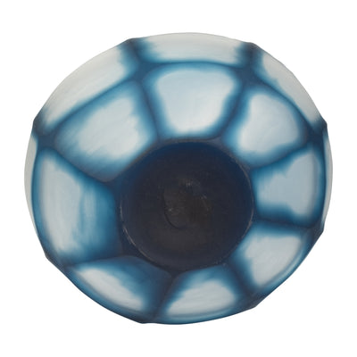 GLASS, 9" CARVED BOWL BLUE