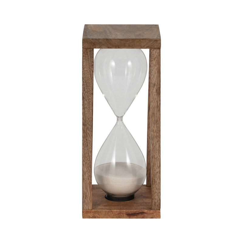 12" Tona Wooden Sandtimer, Brown/white