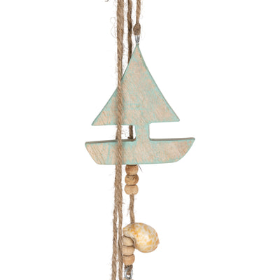 WOOD, 40"H HANGING SAILBOAT, BLUE/WHITE