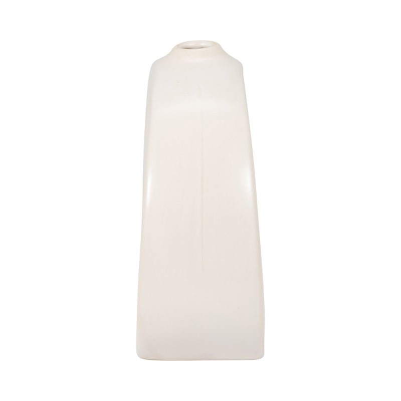 STONEWARE 7" CURVY CUT-OUT VASE, COTTON