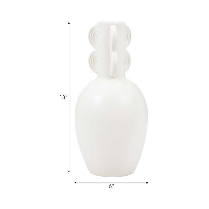 Cer, 13" Eared Vase, Cotton