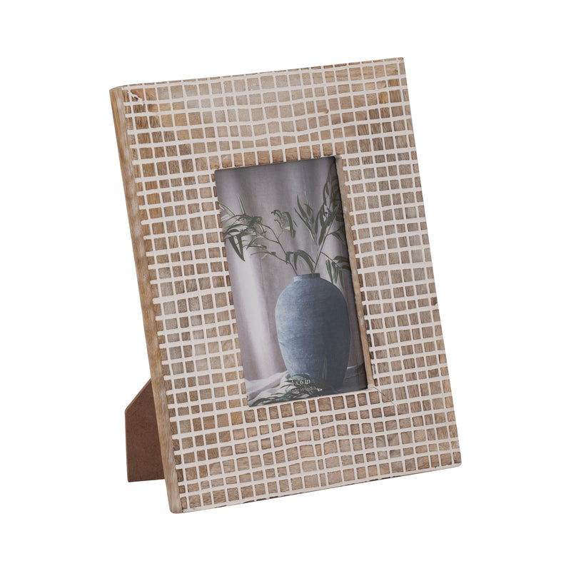 WOOD, 4X6 CROSSINGS PHOTO FRAME, NATURAL/WHITE