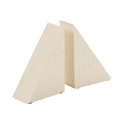 RESIN, S/2 7" RIGHT ANGLE BOOKEND, IVORY