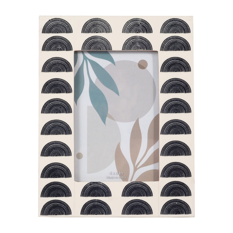 RESIN, 4X6 BLACK ARCHES PHOTO FRAME, IVORY/BLACK