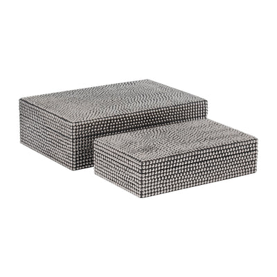 METAL, S/2 10/12" STUDDED BOXES, SILVER/BLACK