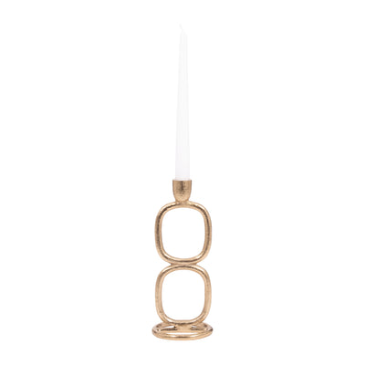 METAL, 10" DOUBLE STACK TAPER CANDLEHOLDER, GOLD