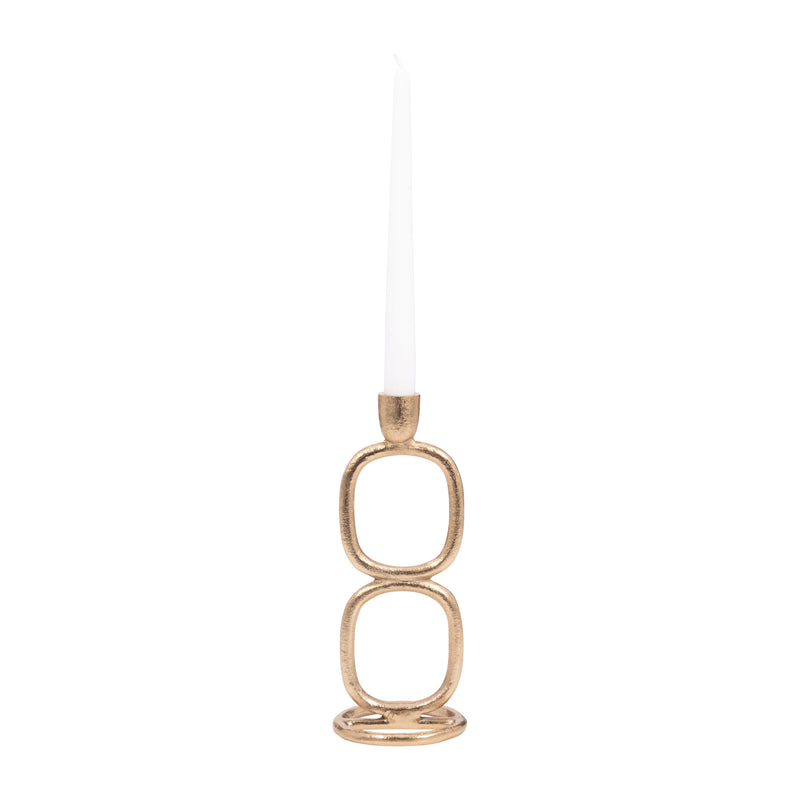 METAL, 10" DOUBLE STACK TAPER CANDLEHOLDER, GOLD