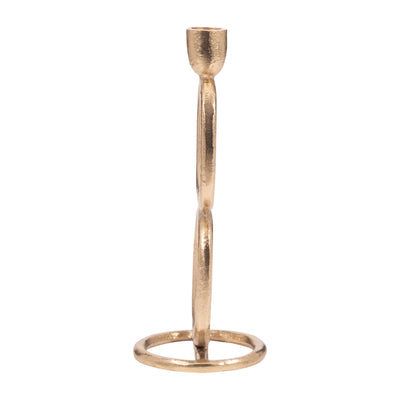 METAL, 10" DOUBLE STACK TAPER CANDLEHOLDER, GOLD