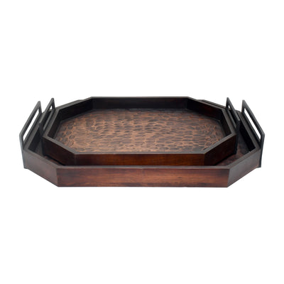 S/2 25/30" Jones Wood Trays, Brown