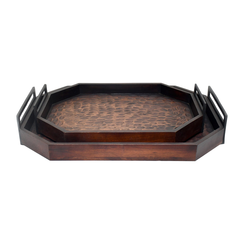 S/2 25/30" Jones Wood Trays, Brown