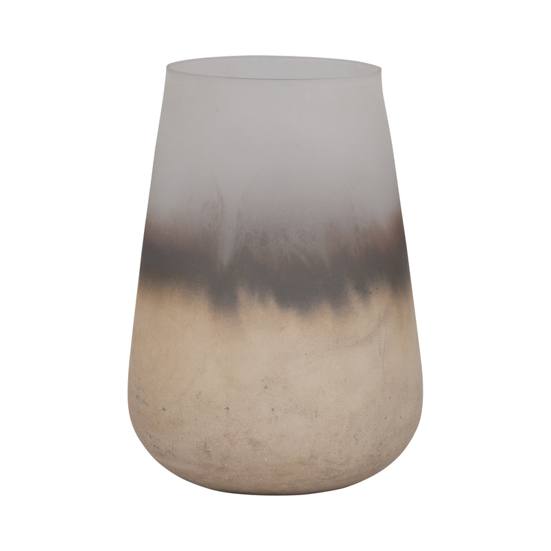 GLASS, 9" ANTIQUED FINISH VASE, IVORY