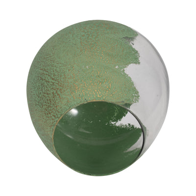 GLASS, 10" DIPPED VASE, GREEN