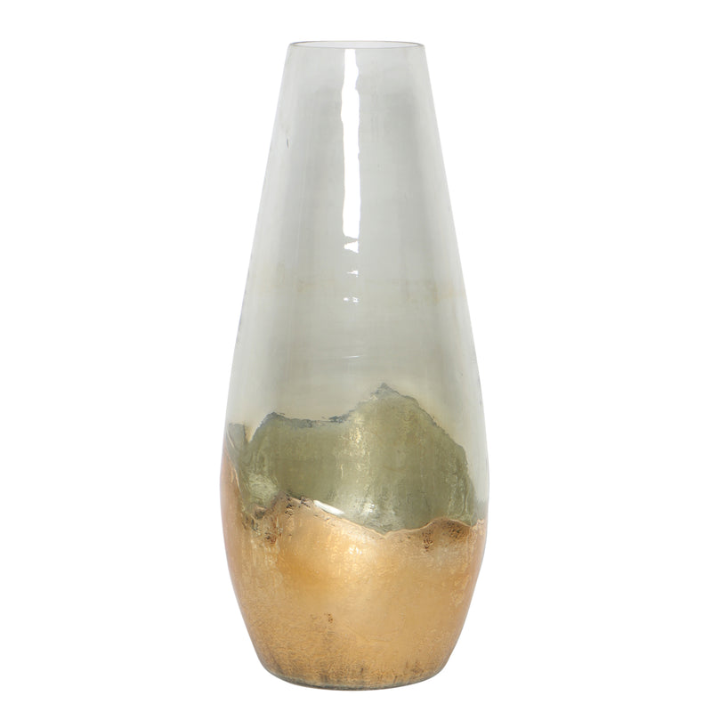 GLASS, 11" GOLD DIPPED VASE, CLEAR | 18267-04