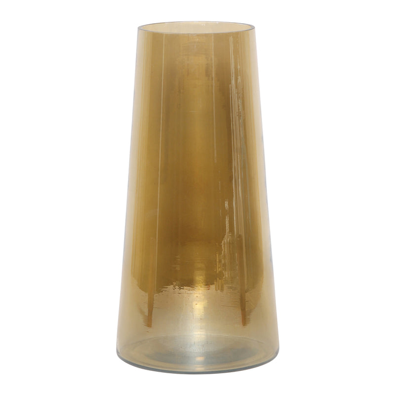 GLASS, 12" LUSTER VASE, GOLD