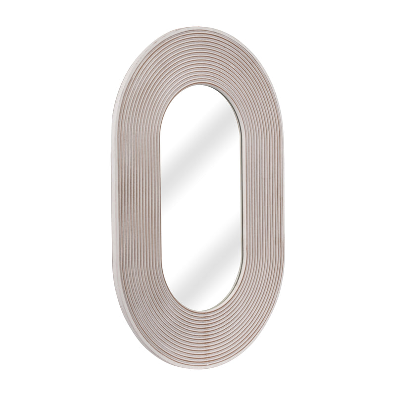 36" RIBBED OVAL MIRROR, WHITE ANTIQUE