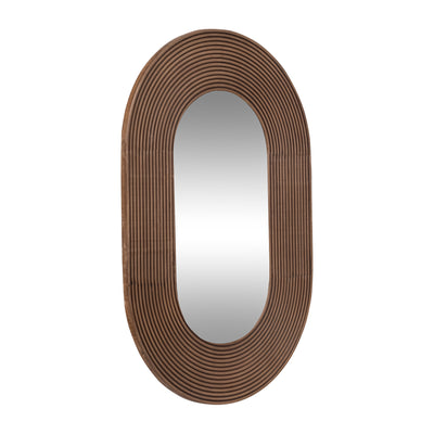 36" RIBBED OVAL MIRROR, WALNUT