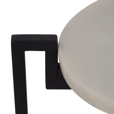 25" MARBLE TOP ACCENT TABLE, BLK KD