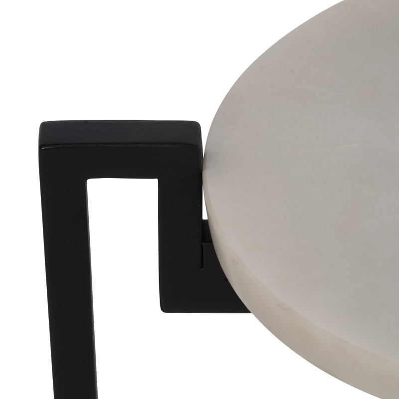 25" MARBLE TOP ACCENT TABLE, BLK KD