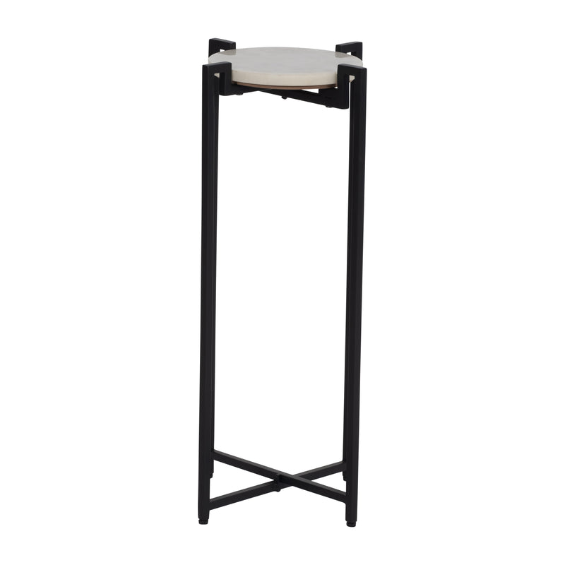 25" MARBLE TOP ACCENT TABLE, BLK KD