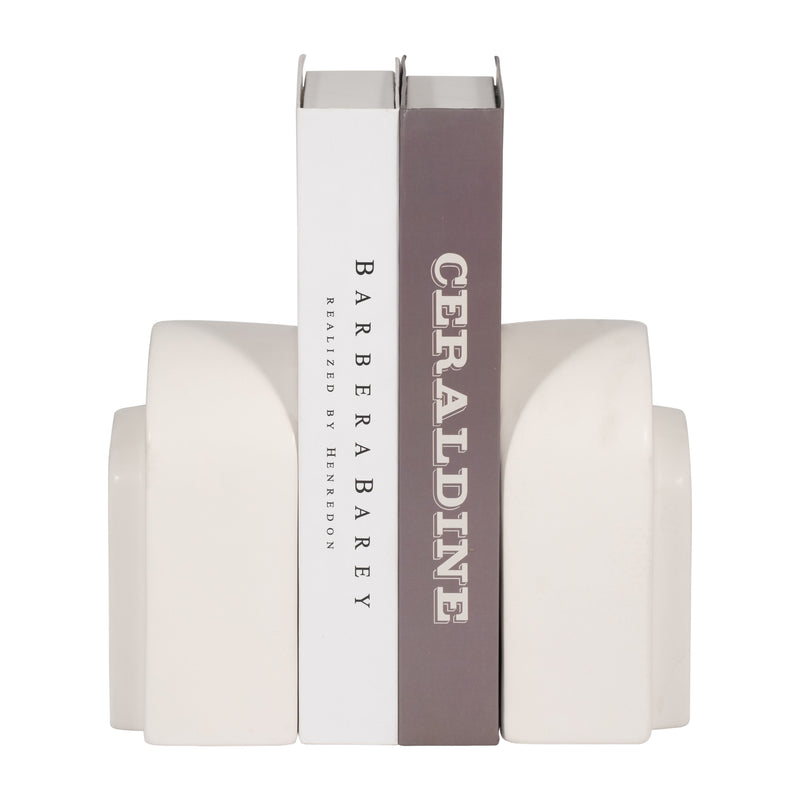 CER, S/2 7" ARCH BOOKENDS, WHITE