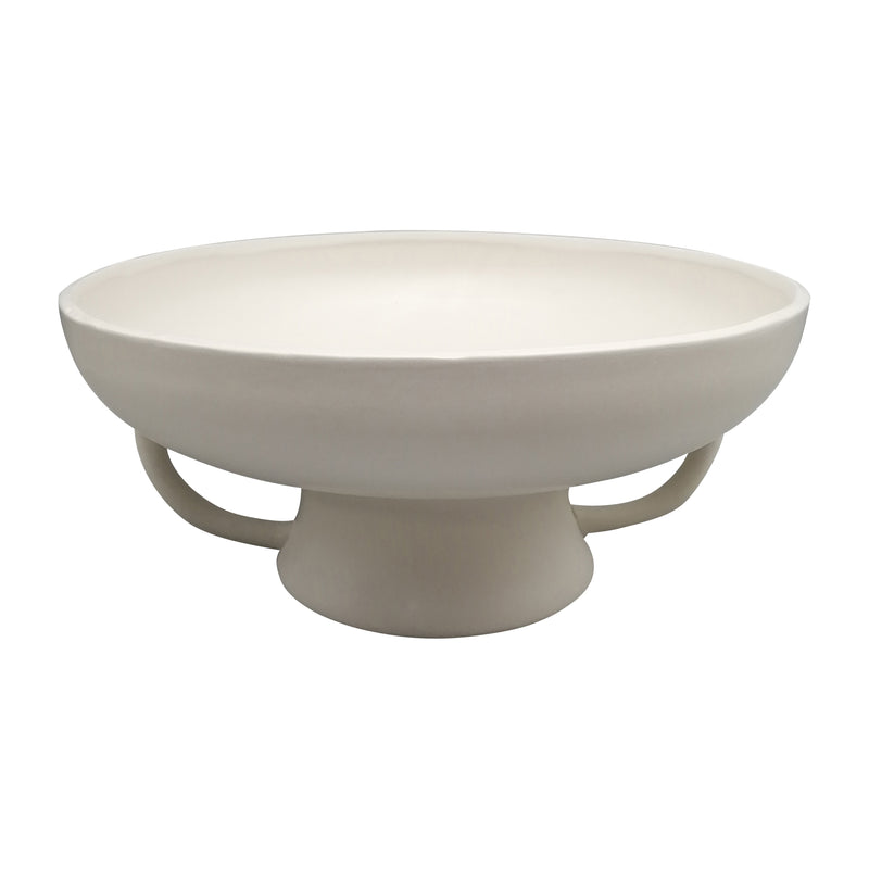 CER, 12" BOWL W HANDLES ON STAND, COTTON