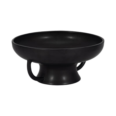 CER, 12" BOWL W HANDLES ON STAND, BLACK