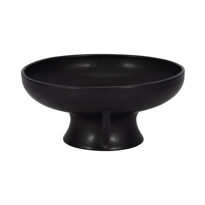 CER, 12" BOWL W HANDLES ON STAND, BLACK