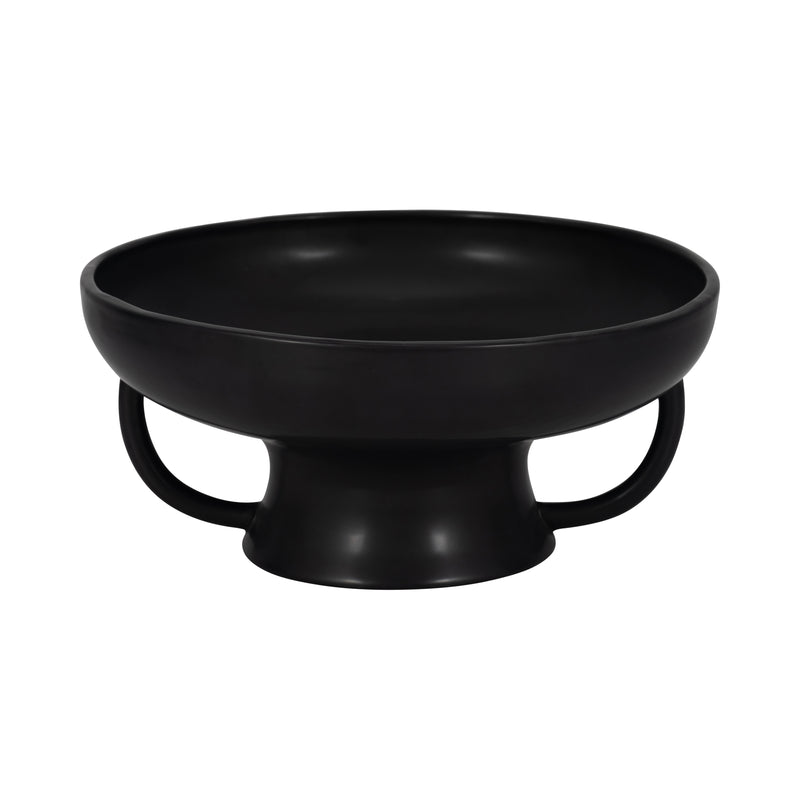 CER, 12" BOWL W HANDLES ON STAND, BLACK