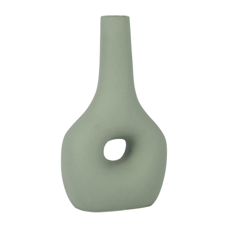 CER, 9" OPEN CUT-OUT NOMAD VASE, DARK SAGE