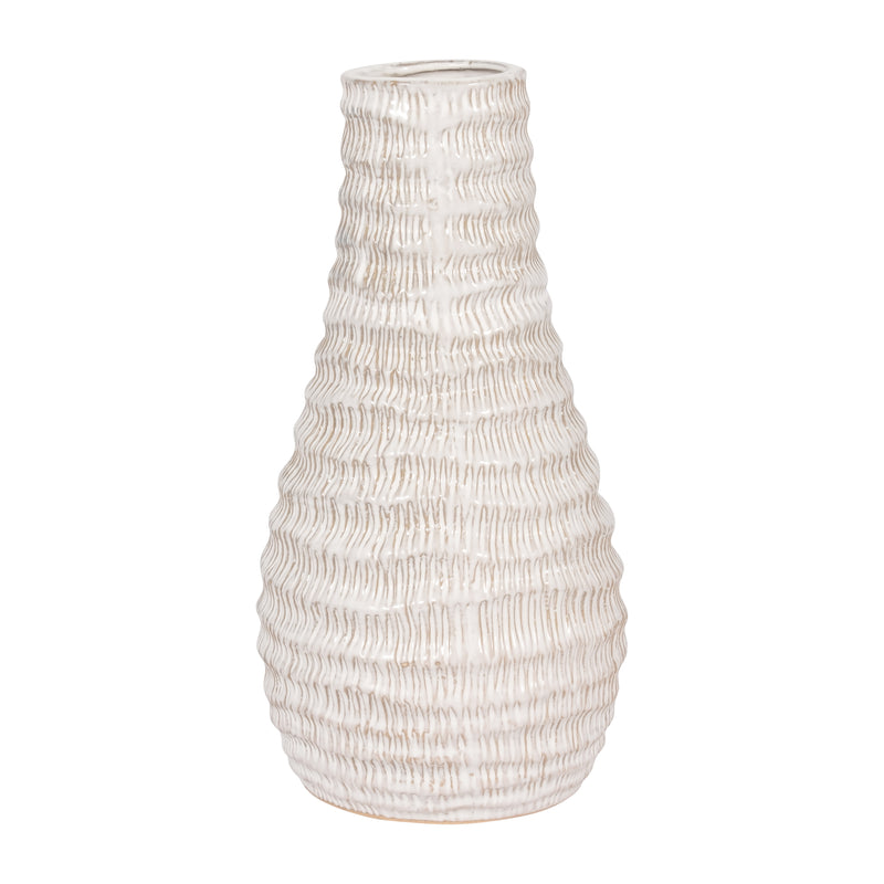 PORCELAIN, 11" COASTAL VASE, IVORY