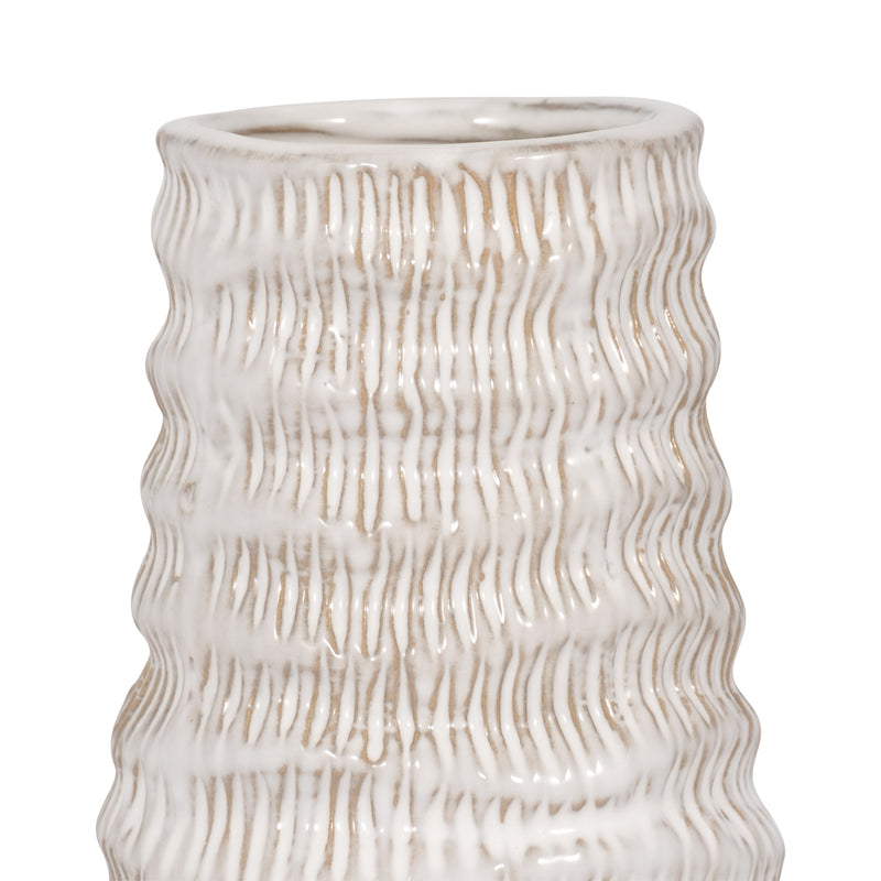 PORCELAIN, 11" COASTAL VASE, IVORY