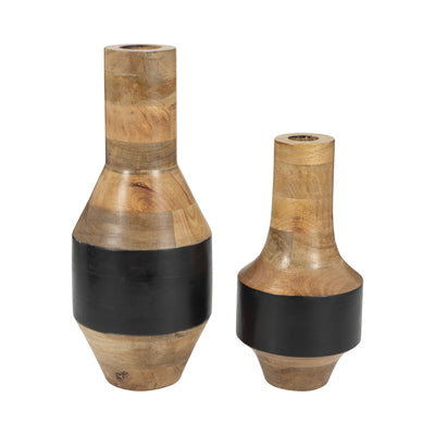 MANGO WOOD, 11" 2-TONE VASE, BROWN/BLACK