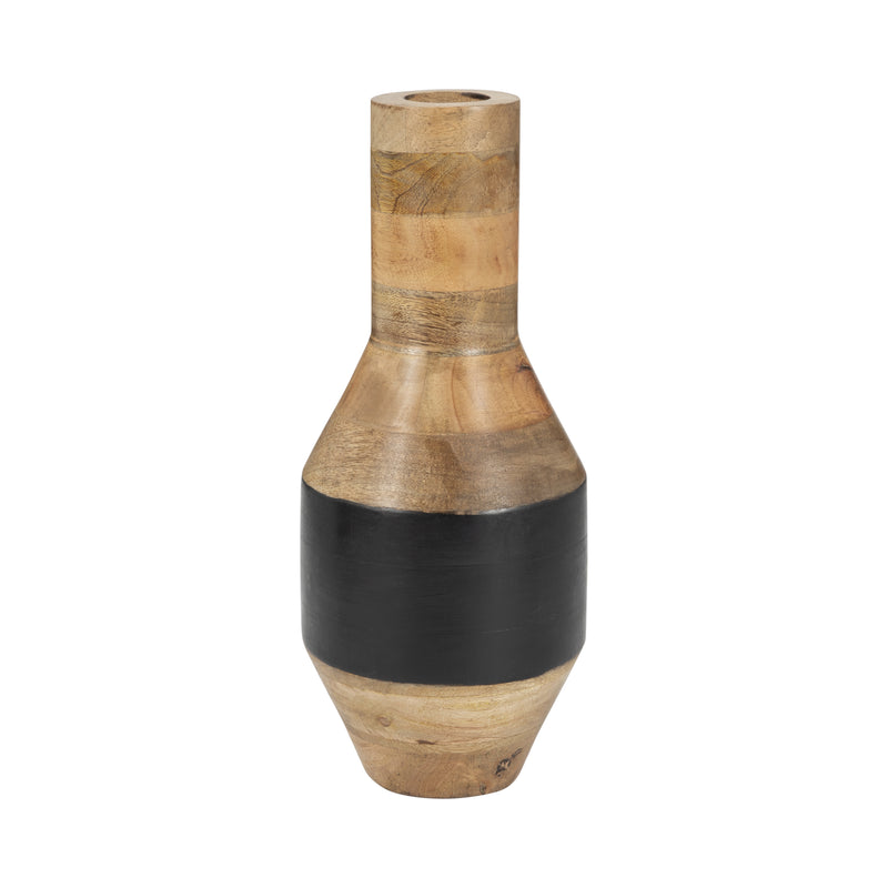 MANGO WOOD, 15" 2-TONE VASE, BROWN/BLACK