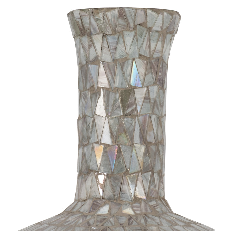 GLASS, 24" MOSAIC VASE, BROWN QUARTZ